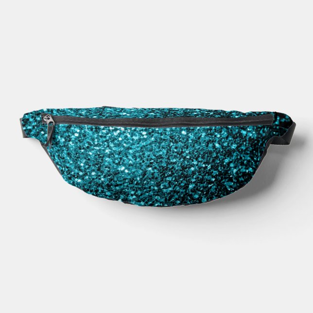Aqua Blue Imitats Glitzer Glitzern Bauchtasche (Ablage )