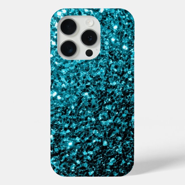 Aqua Blue Imitats Glitzer Glitzern Case-Mate iPhone Hülle (Rückseite)