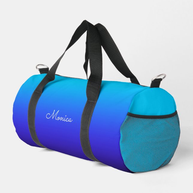 Aqua Blue Indigo und Black Ombre Duffle Bag (Rechte Ecke)