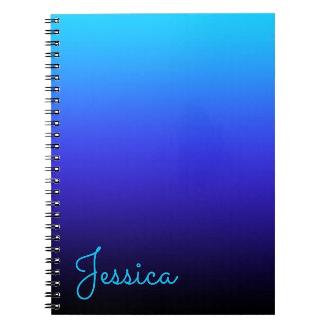 Aqua Blue Indigo und Black Ombre Notizblock (Vorderseite)