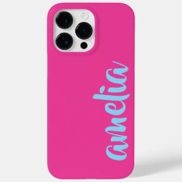Aqua Blue individuelle Name Drehbuch Rosa I Handy Case-Mate iPhone 14 Pro Max Hülle