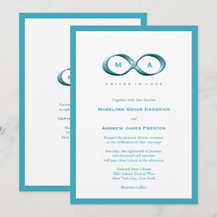 Aqua Blue Infinity Hand Clasp Mariage Invitation