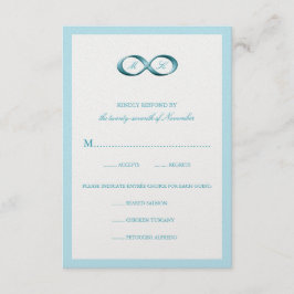 Aqua Blue Infinity Hand Clasp Wedding RSVP Card Karte