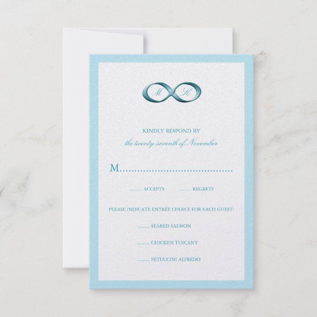 Aqua Blue Infinity Hand Clasp Wedding RSVP Card Karte (Vorderseite)