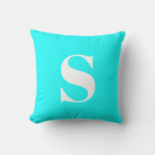 Aqua Blue Initial Mit Monogramm Outdoor Pillow Kissen
