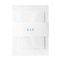 Aqua Blue Initials Monogram Einladung Bauchband