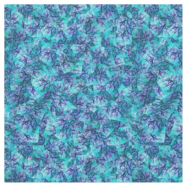 Aqua Blue Jacaranda Tree Abstract Design, Stoff (Nahaufnahme)