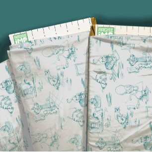 Aqua Blue Kitty Cat Badezimmer Toile Stoff