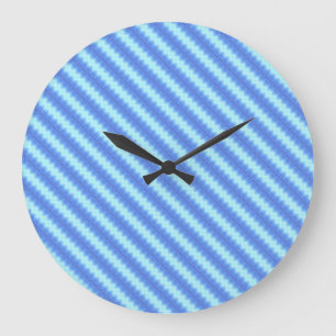 Aqua Blue Knit Crochet Stripe Texture Pattern Große Wanduhr