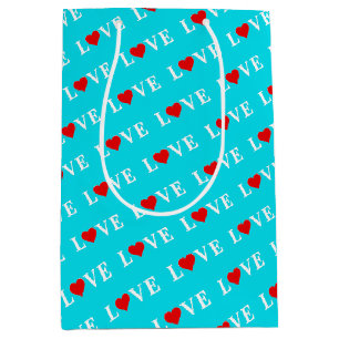 Aqua Blue LIEBE Mittlere Geschenktüte
