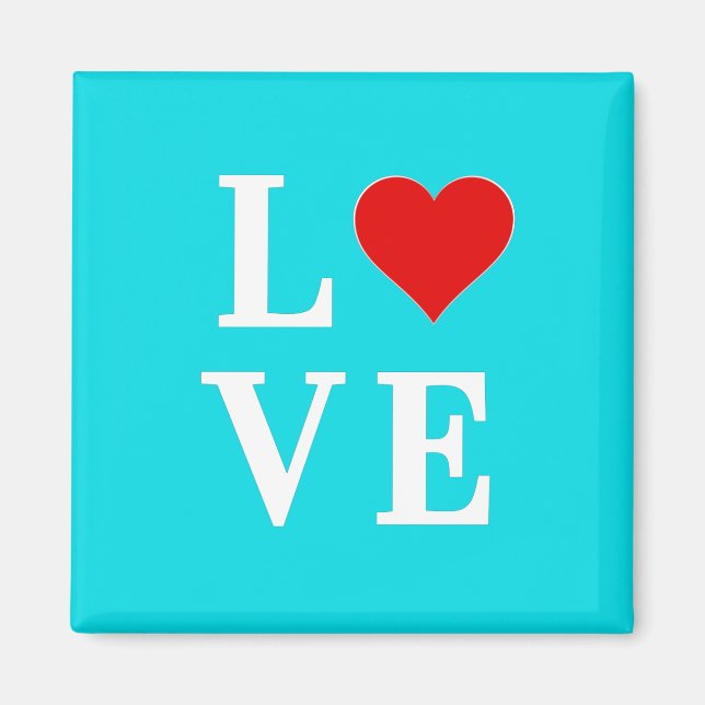Aqua Blue LIEBE Moderne Kunst, Dichtung und Musik Magnet (Vorne)