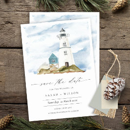Aqua Blue Lighthouse Save the Date einladen Dankeskarte