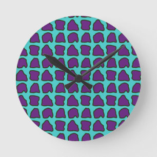 Aqua Blue Lila Giraffe Spots Muster Runde Wanduhr