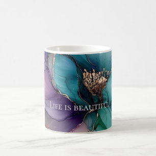 Aqua Blue Lila Gold Floral Kaffeetasse