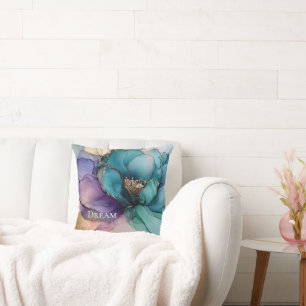 Aqua Blue Lila Gold Floral Kissen