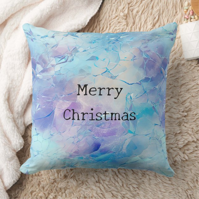 Aqua Blue Lila Ice Schnee Weihnachten Kissen (Decke)