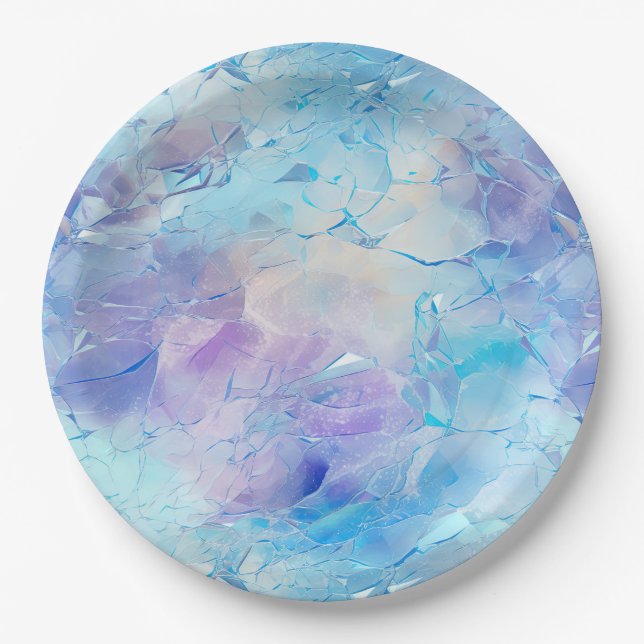 Aqua Blue Lila Ice Schnee Weihnachten Pappteller (Vorderseite)