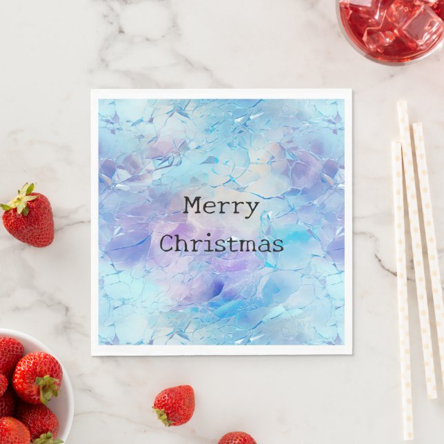 Aqua Blue Lila Ice Schnee Weihnachten Serviette (Beispiel)