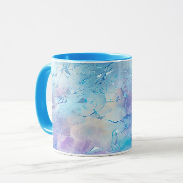 Aqua Blue Lila Ice Schnee Weihnachten Tasse (Vorderseite Links)
