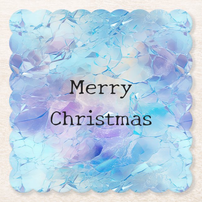 Aqua Blue Lila Ice Schnee Weihnachten Untersetzer (Vorderseite)
