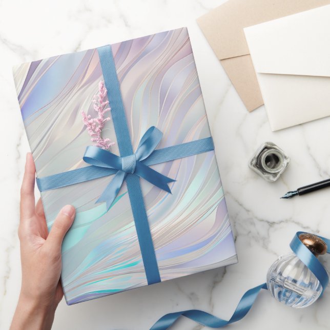 Aqua Blue Lila Pearl White Wedding Geschenkpapier (Schenken)