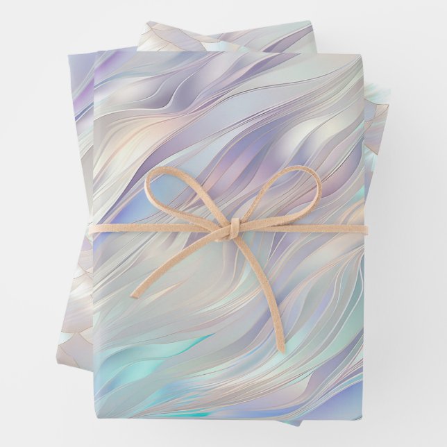 Aqua Blue Lila Pearl White Wedding Geschenkpapier Set (Beispiel)