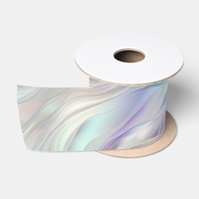Aqua Blue Lila Pearl White Wedding Satinband (Spule)