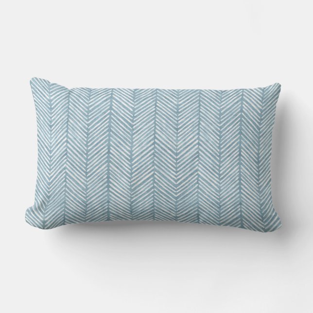 Aqua Blue Line Muster Lumbar Pillow Lendenkissen (Vorderseite)