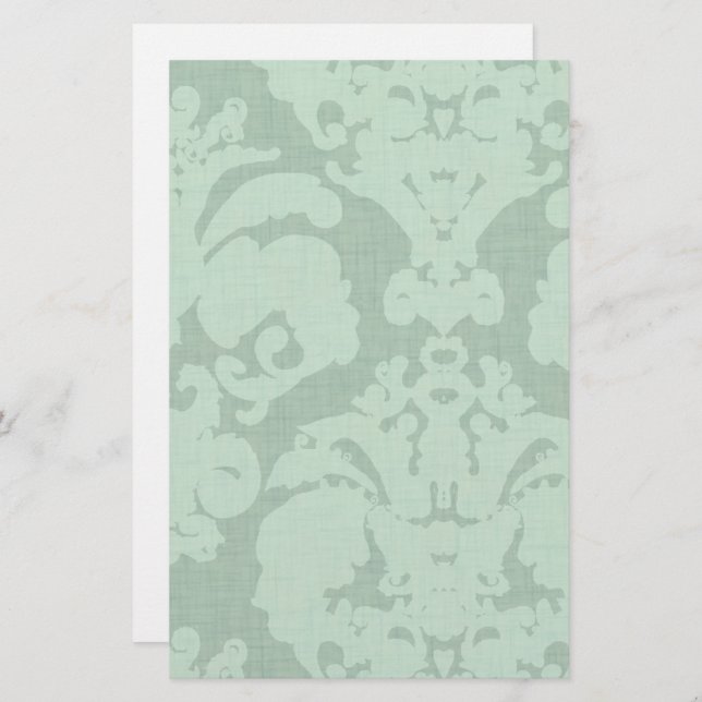 Aqua Blue Linen Damask Briefpapier (Vorne/Hinten)
