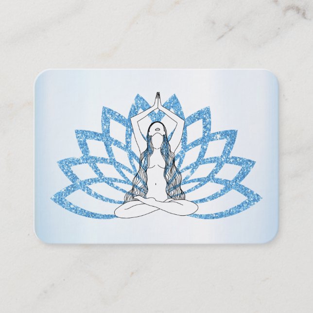 *~* Aqua Blue Lotus Yoga Woman Healing Energy Visitenkarte (Vorderseite)