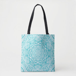 Aqua Blue Mandala Pattern Tasche