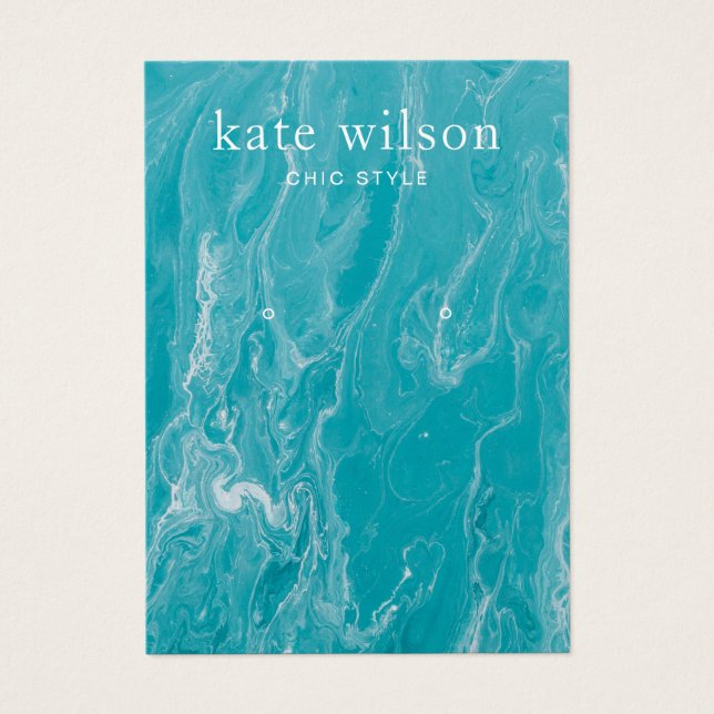 Aqua Blue Marble Earring Display Card (Vorderseite)