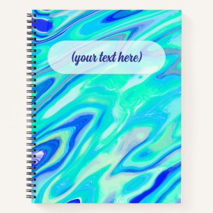 Aqua Blue Marble Textur Abstrakt Flüssig Muster Notizbuch