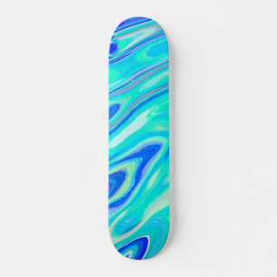 Aqua Blue Marble Textur Abstrakt Flüssig Muster Skateboard