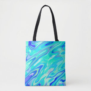 Aqua Blue Marble Textur Abstrakt Flüssig Muster Tasche