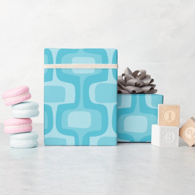 Aqua Blue MCM Mitte des Abstrakten Jahrhunderts Geschenkpapier (Babyparty)