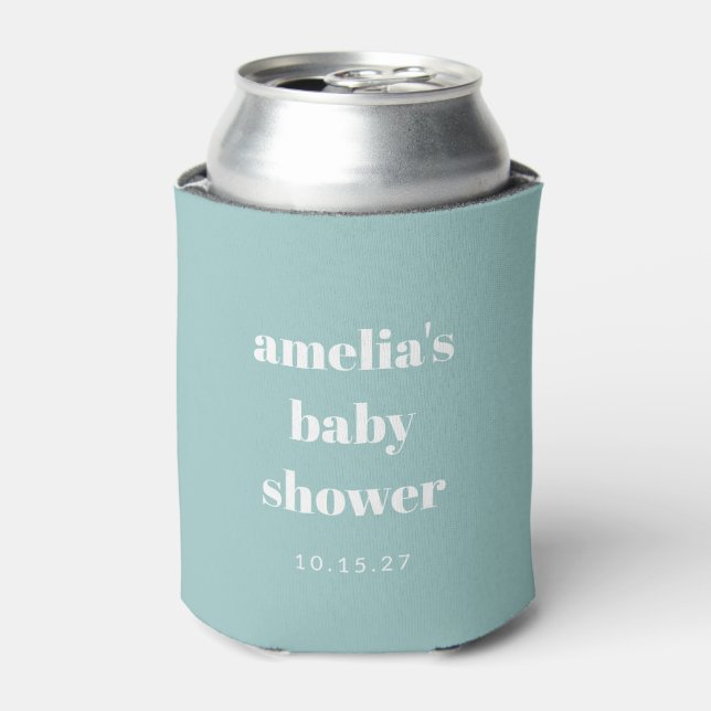 Aqua Blue Minimalist Cute Custom Baby Shower Dosenkühler (Kanne Vorderseite)