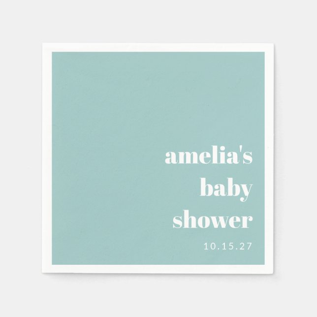Aqua Blue Minimalistische Niedliche Babydusche Serviette (Vorderseite)