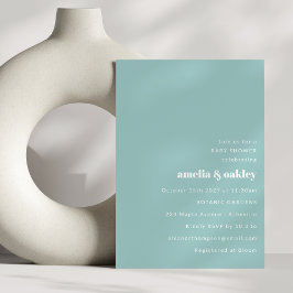 Aqua Blue Minimalistische Niedliche Paare Kinderdu Einladung