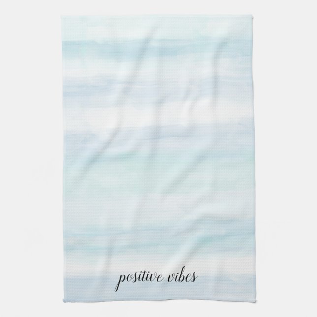 Aqua Blue Mint White Water color Streifen Ombre Geschirrtuch (Vertikal)