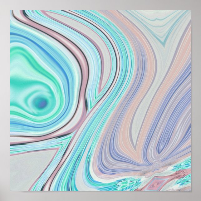 Aqua Blue Minze Green lilac lila pastellfarbener R Poster (Vorne)