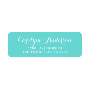 Aqua Blue Modern Script Typografy Wedding Address