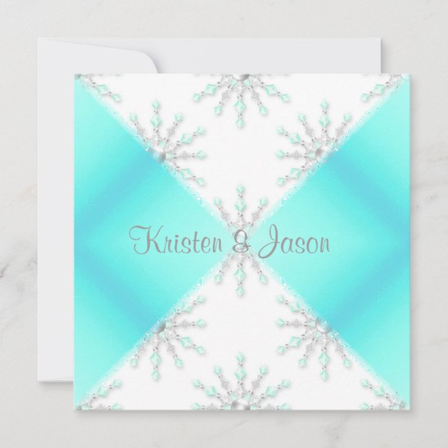 AQUA BLUE MODERNE V FAIRE-PART DE MARIAGE (Devant)