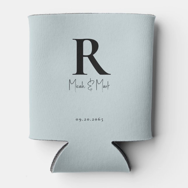 Aqua Blue Monogram Wedding Dosenkühler (Vorderseite)