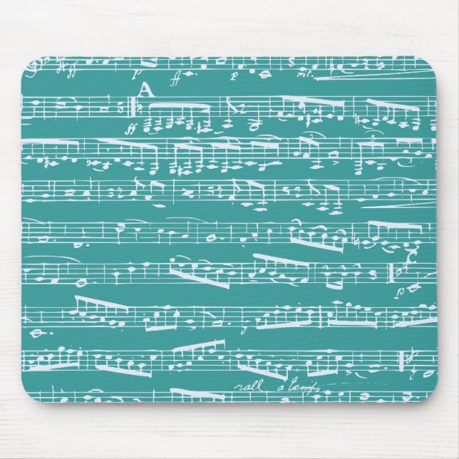 Aqua Blue Musiknotens Mousepad (Vorne)