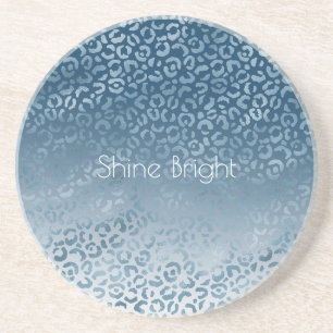 Aqua Blue Navy Ombre Leopard Print Getränkeuntersetzer
