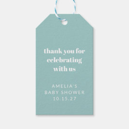 Aqua Blue Niedlich Custom Baby Dusche Vielen Dank Geschenkanhänger