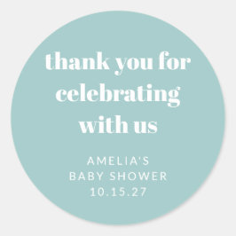 Aqua Blue Niedlich Custom Baby Dusche Vielen Dank Runder Aufkleber
