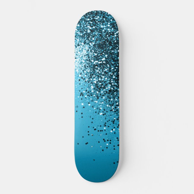 Aqua Blue OCEAN Glitzer #1 Skateboard (Vorderseite)