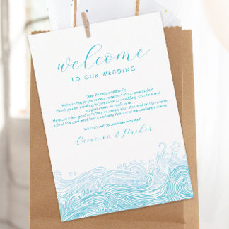 Aqua Blue Ocean Waves Hochzeitstag Begrüßungsreise Dankeskarte